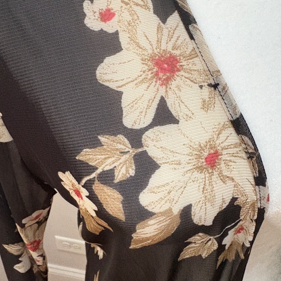 Sheer Black Kimono Floral Cardigan - Picture 3 of 8